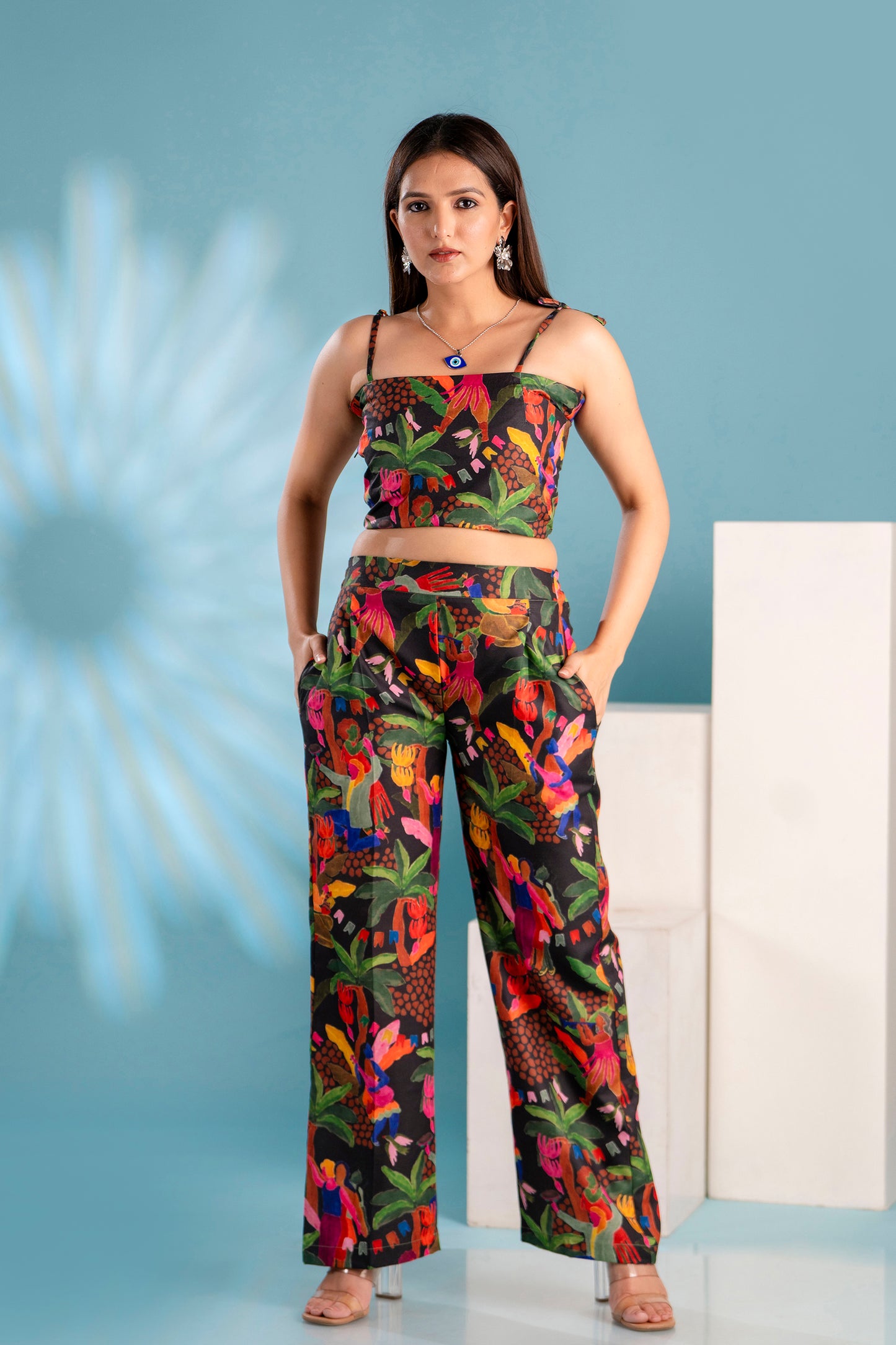 Black Printed Floral Co-ord Set