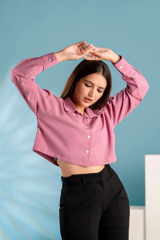 Pastel Pink Crop Shirt