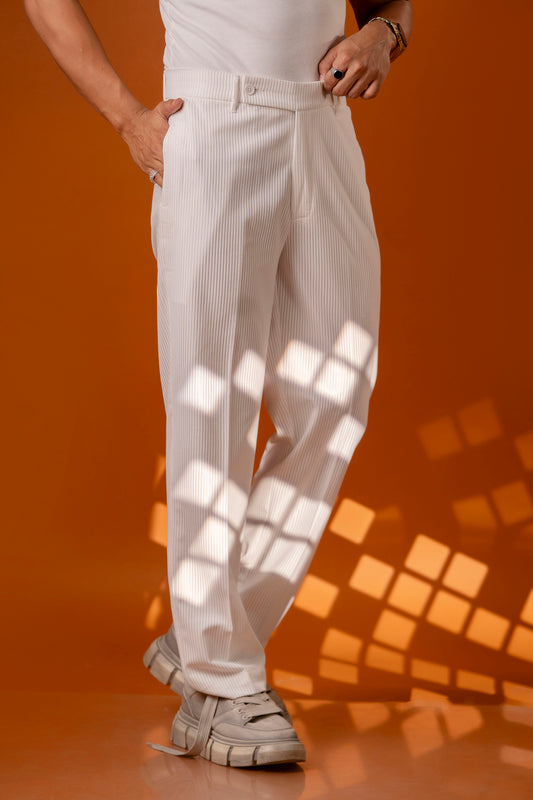 Tapered Fit Corduroy Pants in White